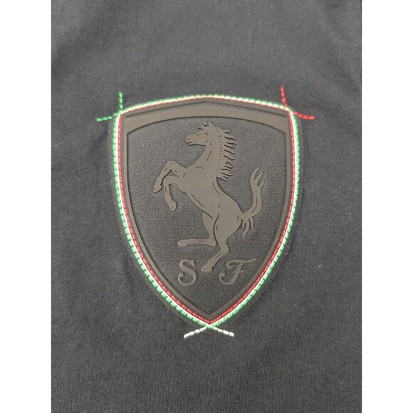 Puma Ferrari Scuderia Black Logo Shield Crewneck Short Sleeve T-Shirt Size Large - Picture 4 of 9